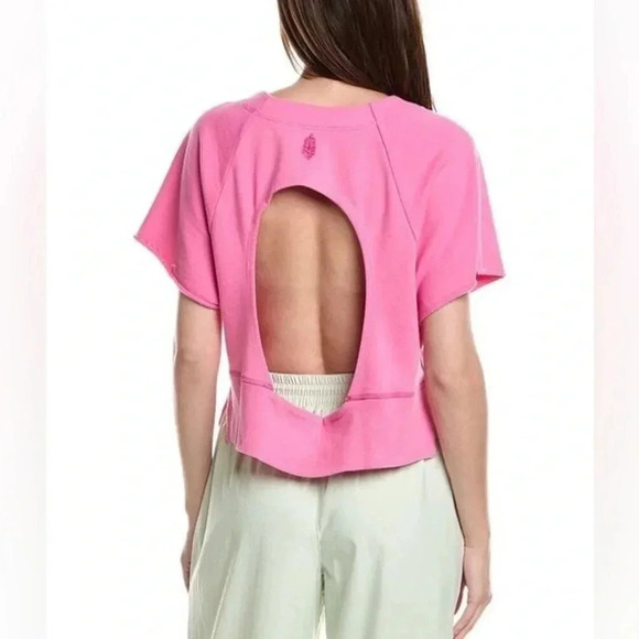 FREE PEOPLE NWT MEDITATE SWEATSHIRT CUTOUT IN RED SIZE SMALL - Picture 2 of 6
